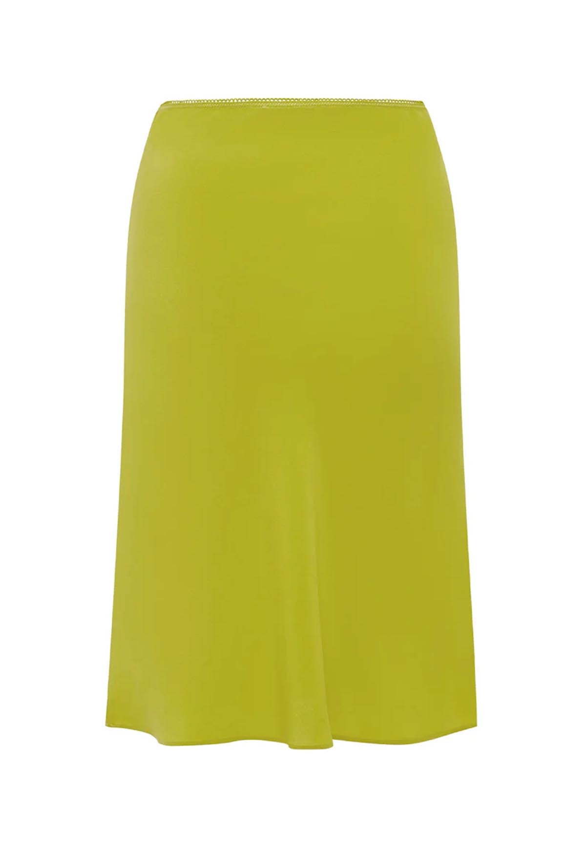 Bias Knee Skirt Chartreuse Silk