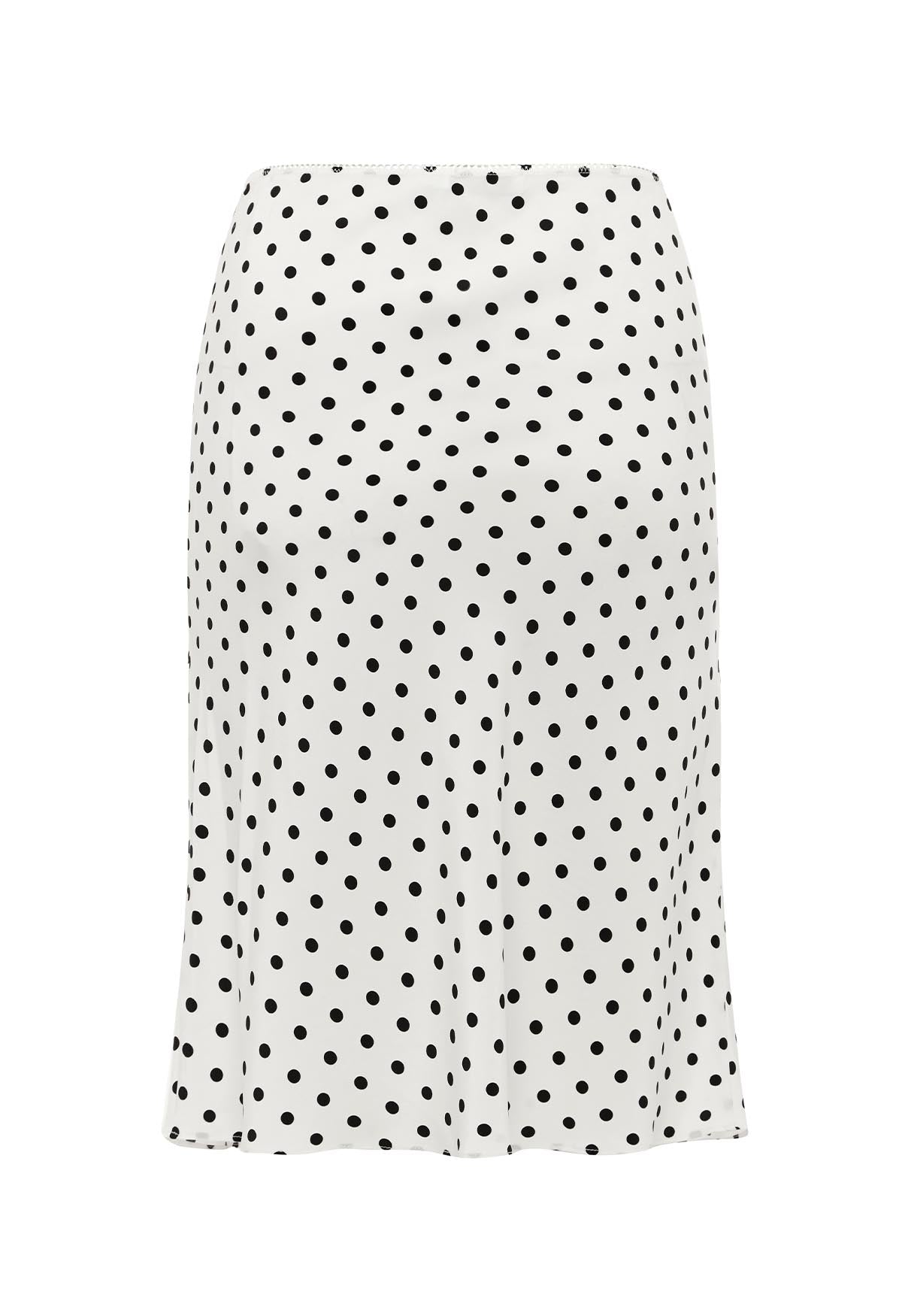 Bias Knee Skirt Pois Bianca Silk