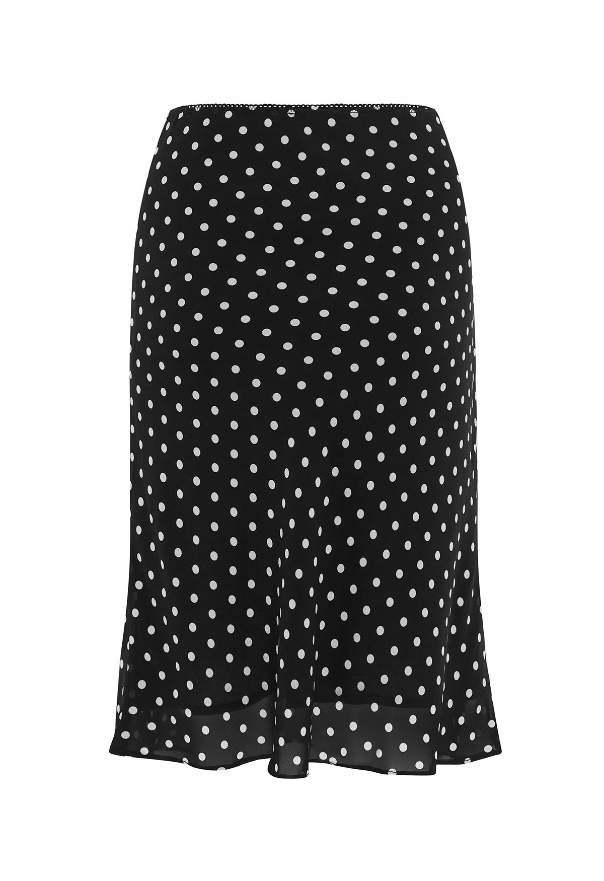 Bias Knee Skirt Pois Nera Silk