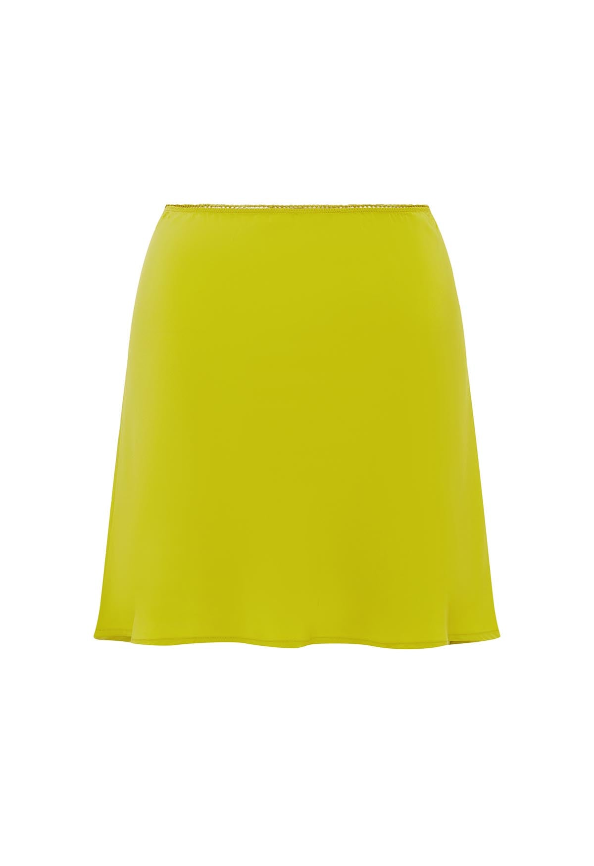 Bias Mini Skirt Chartreuse Silk