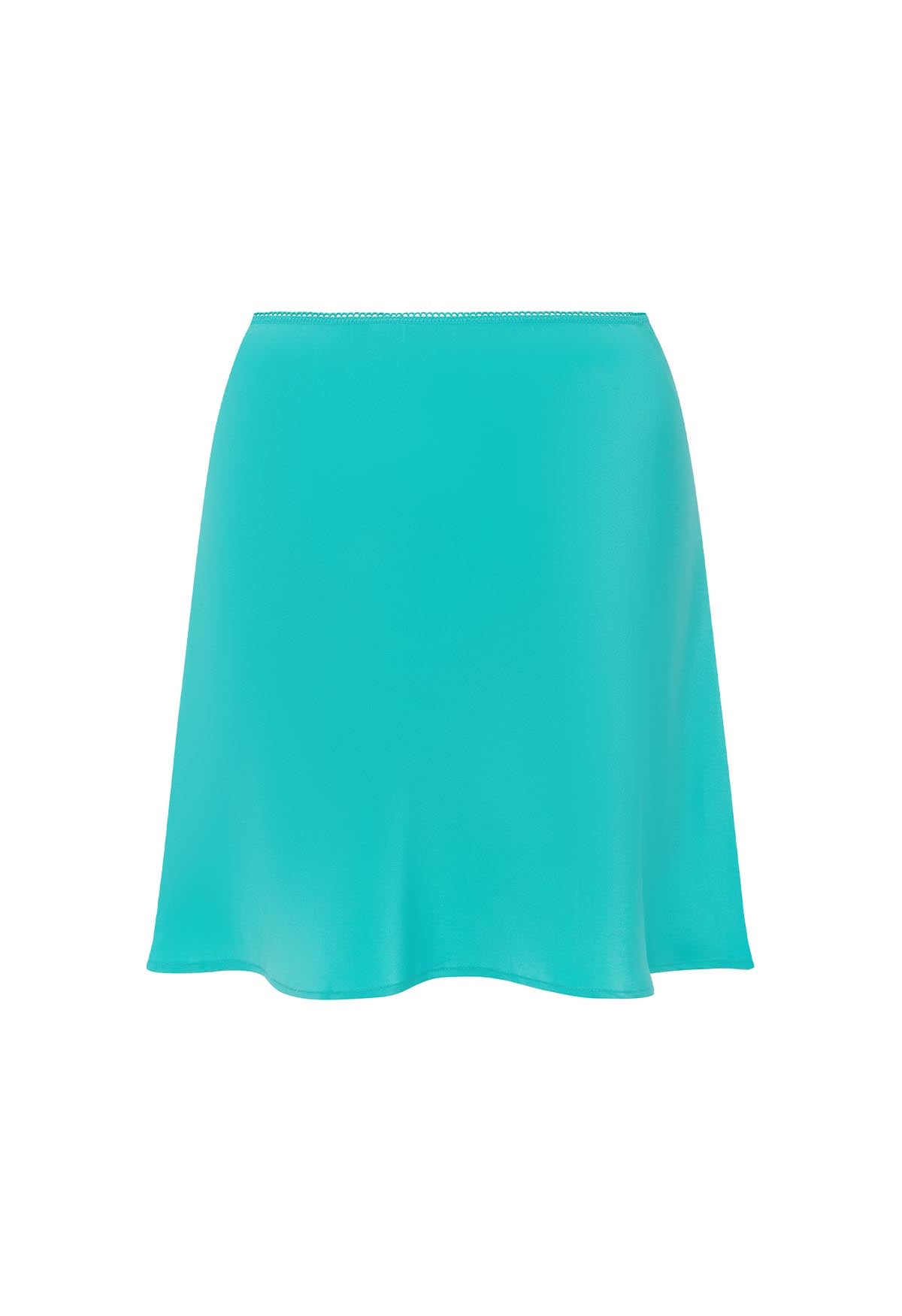 Bias Mini Skirt Turchese Silk