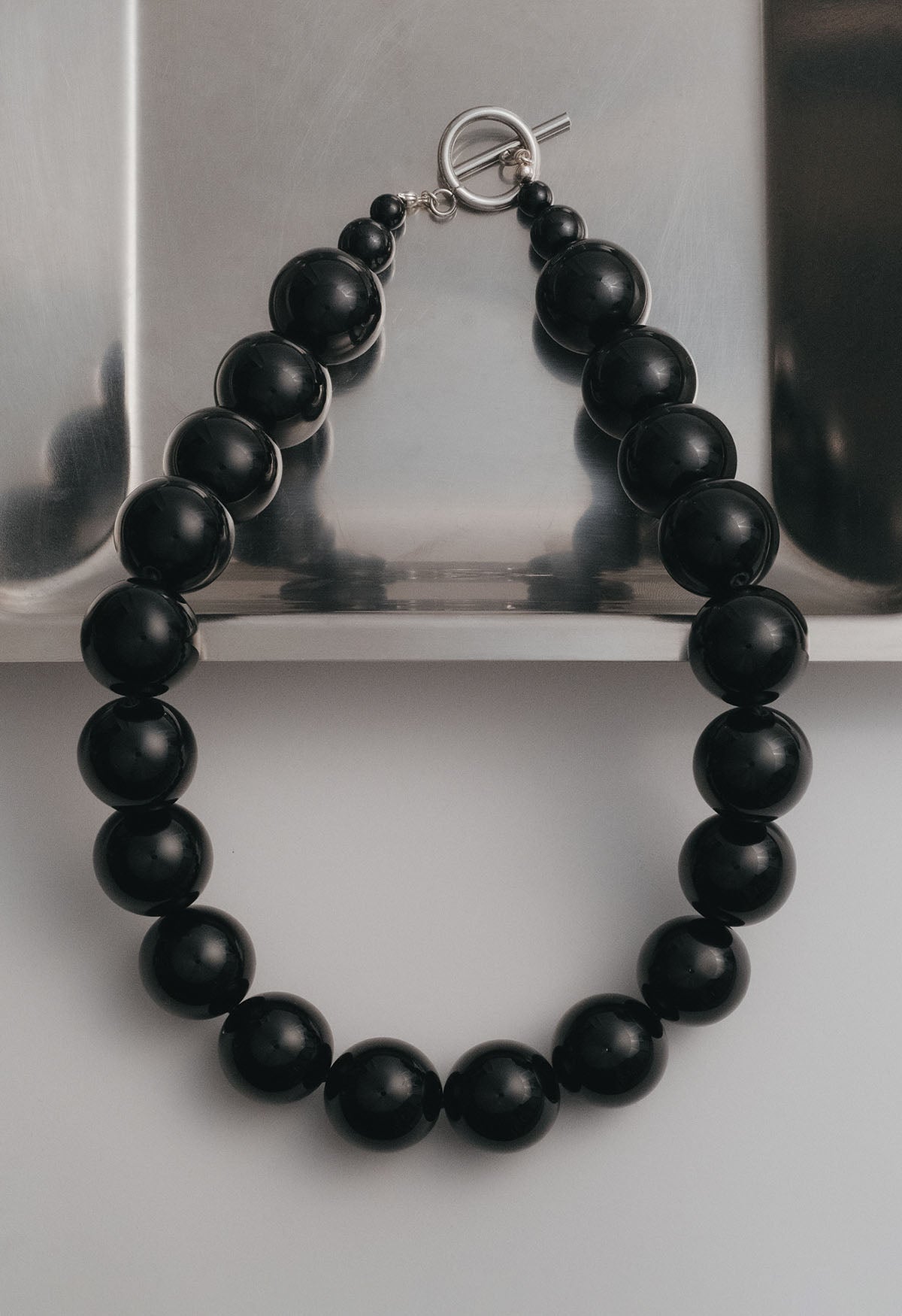 Sun Ray Necklace Onyx Silver 20mm