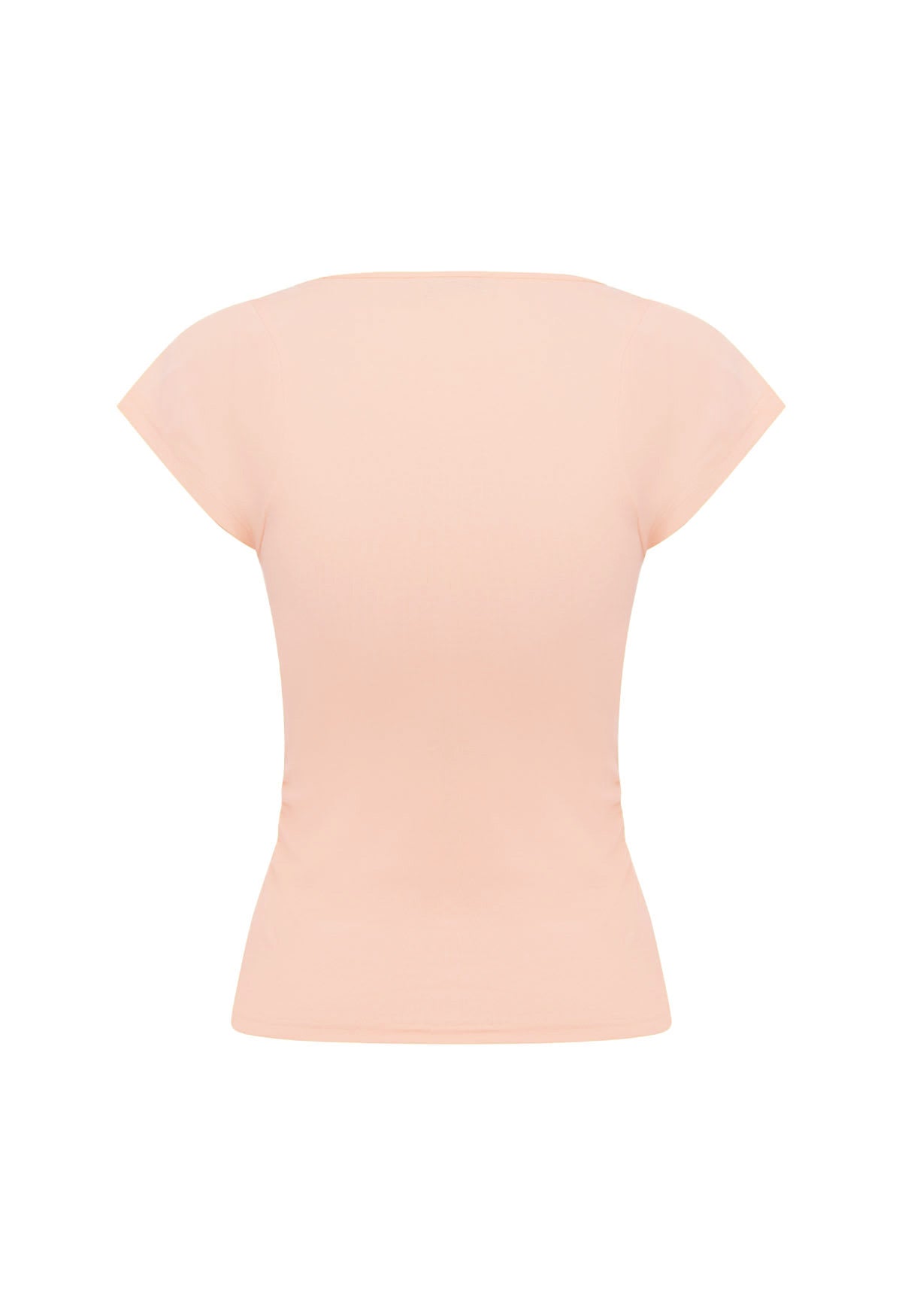 Ruched Plunge Cap-Sleeve Top Petalo