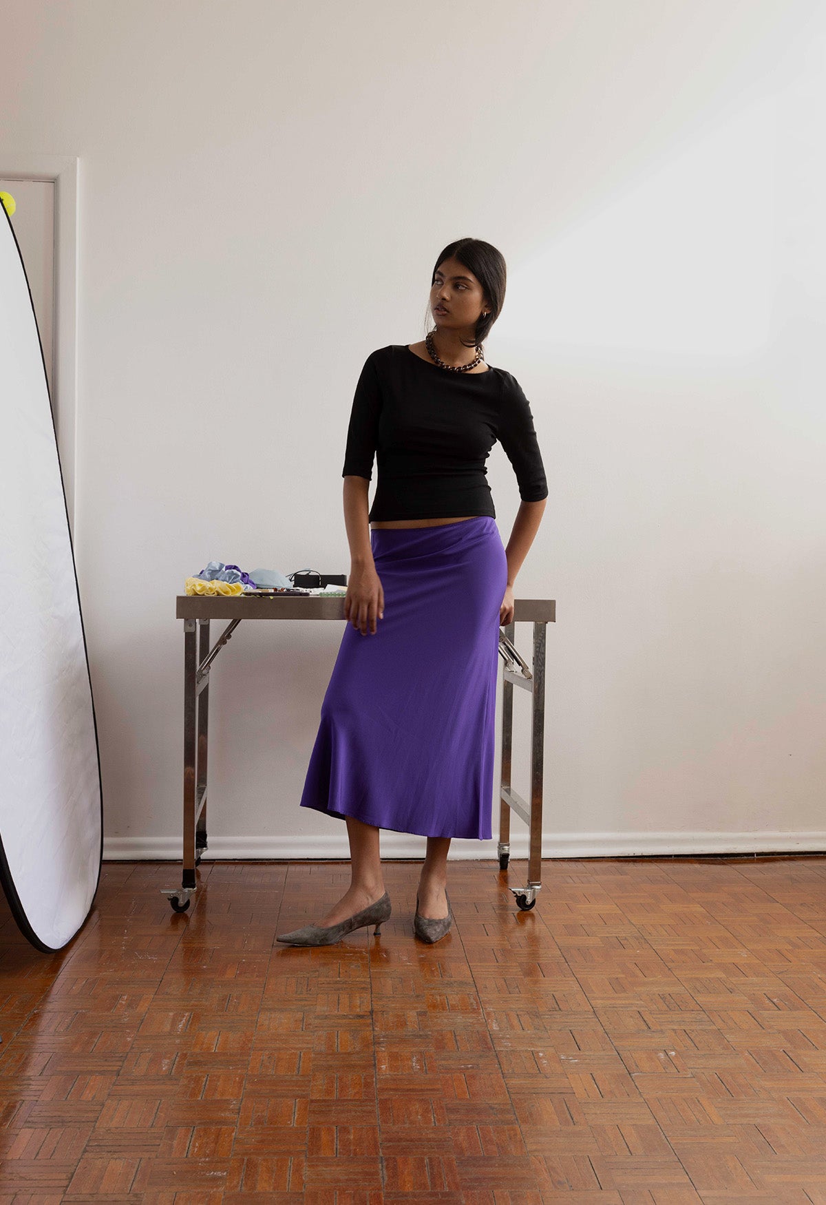 Bias Mid Skirt Viola