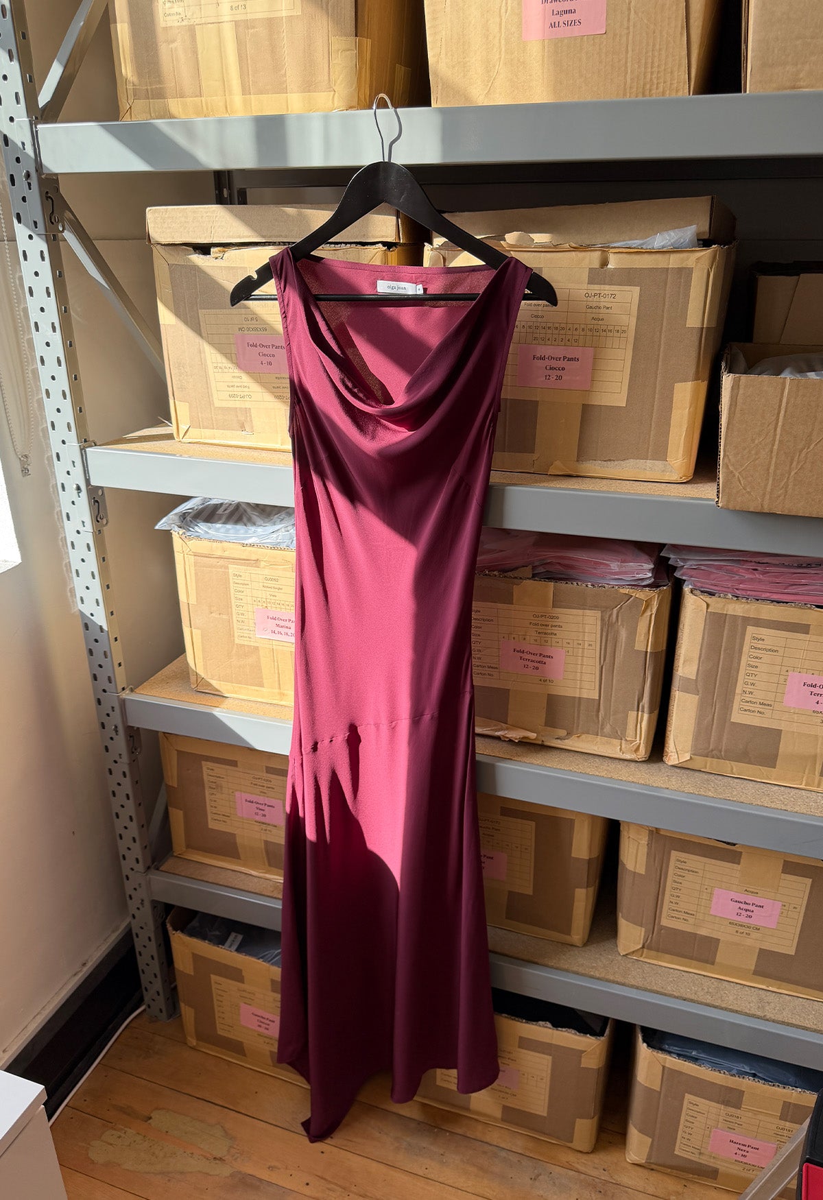 Asymmetrical Cowl Dress Vino Silk