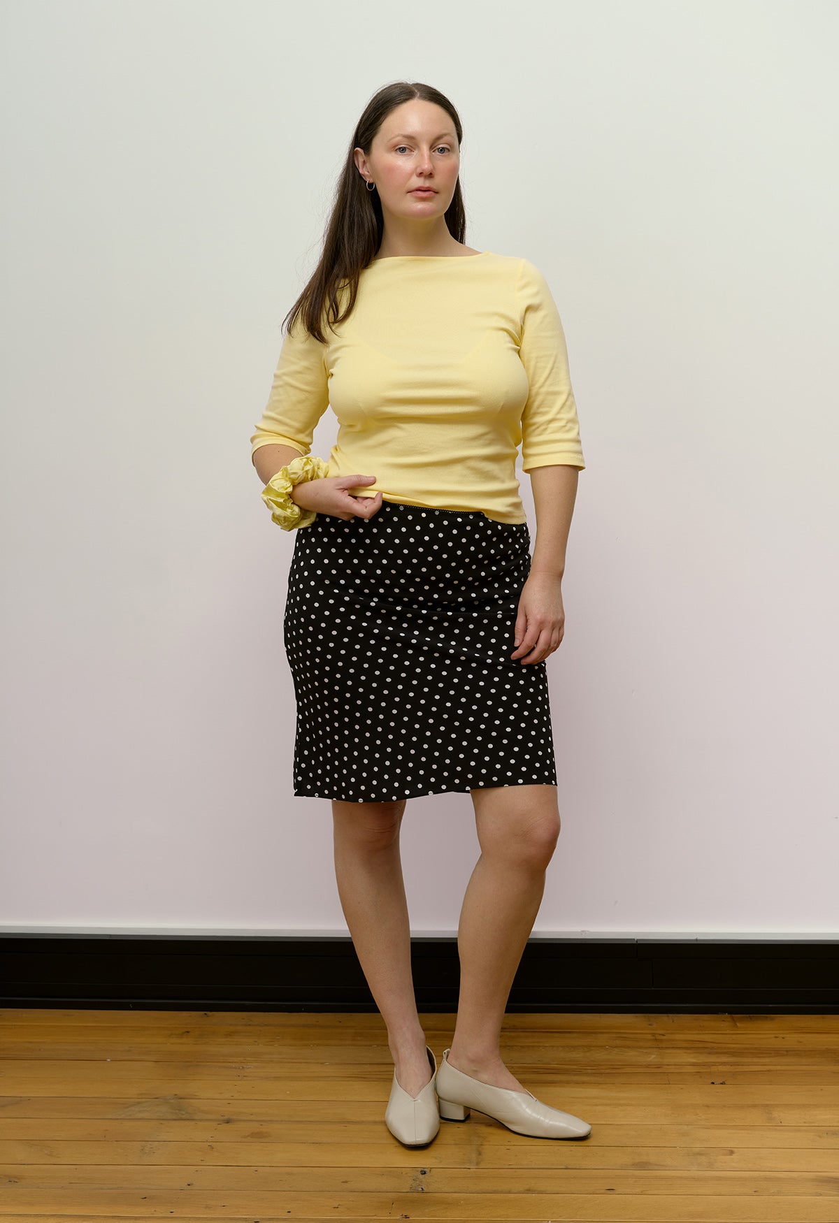 Bias Knee Skirt Pois Nera