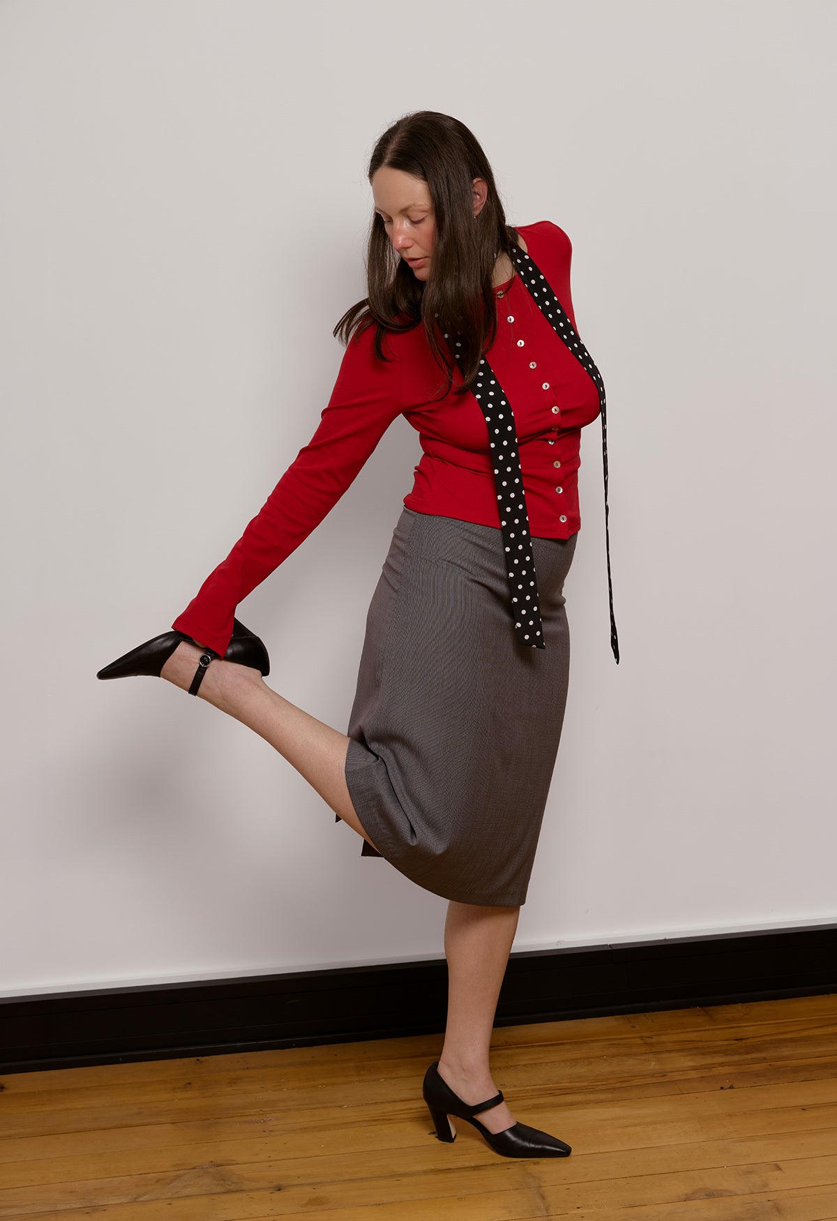 Tailored Straight Grain Skirt Multi Pinstripe