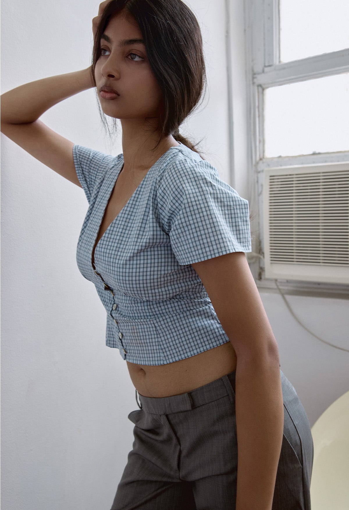 Cap-Sleeve Top Cielo Check