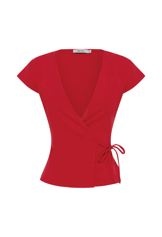 Cap-Sleeve Wrap Top Pomodoro