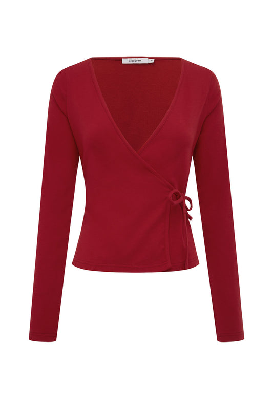 Long Sleeve Wrap Top Vino Rosso