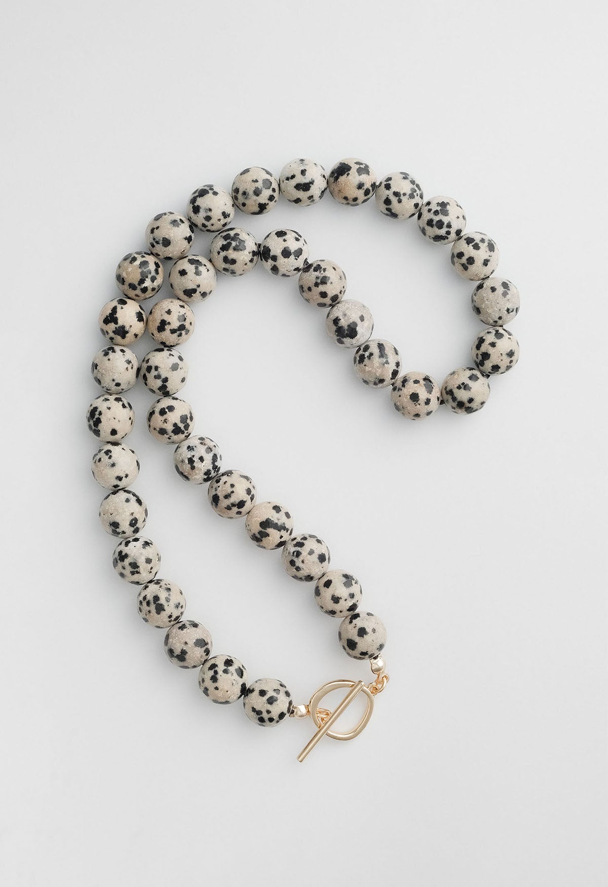 Sun Ray Necklace Dalmatian Jasper Gold 10mm