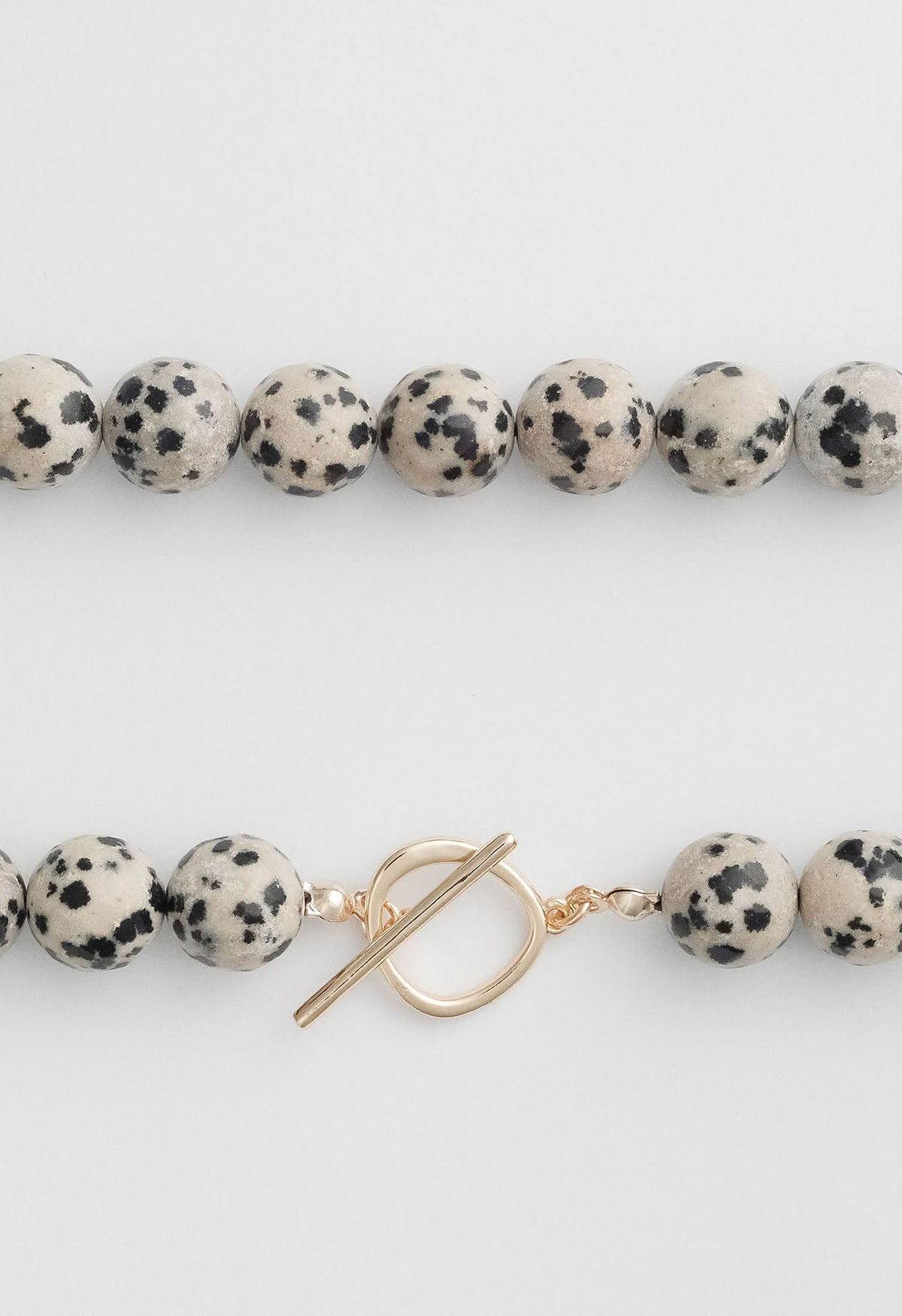 Sun Ray Necklace Dalmatian Jasper Gold 10mm