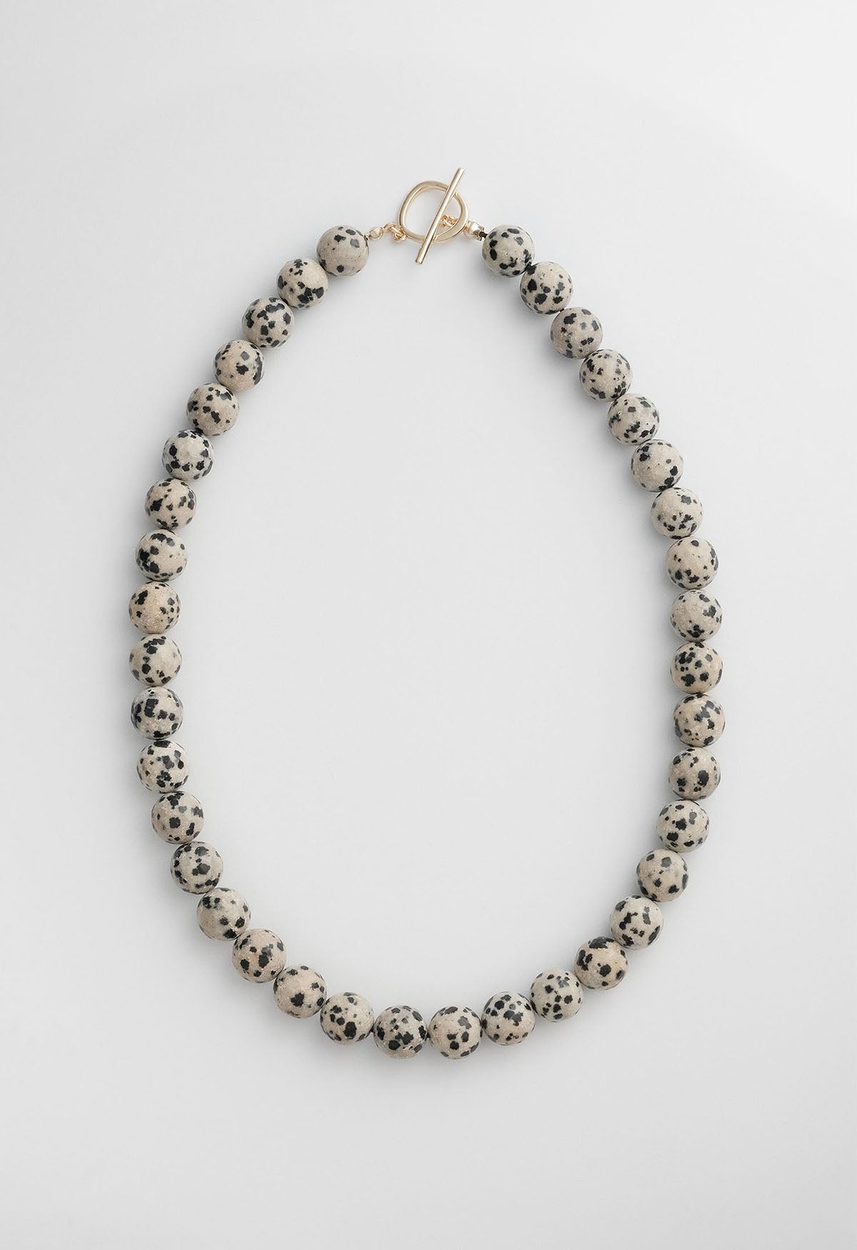 Sun Ray Necklace Dalmatian Jasper Gold 10mm
