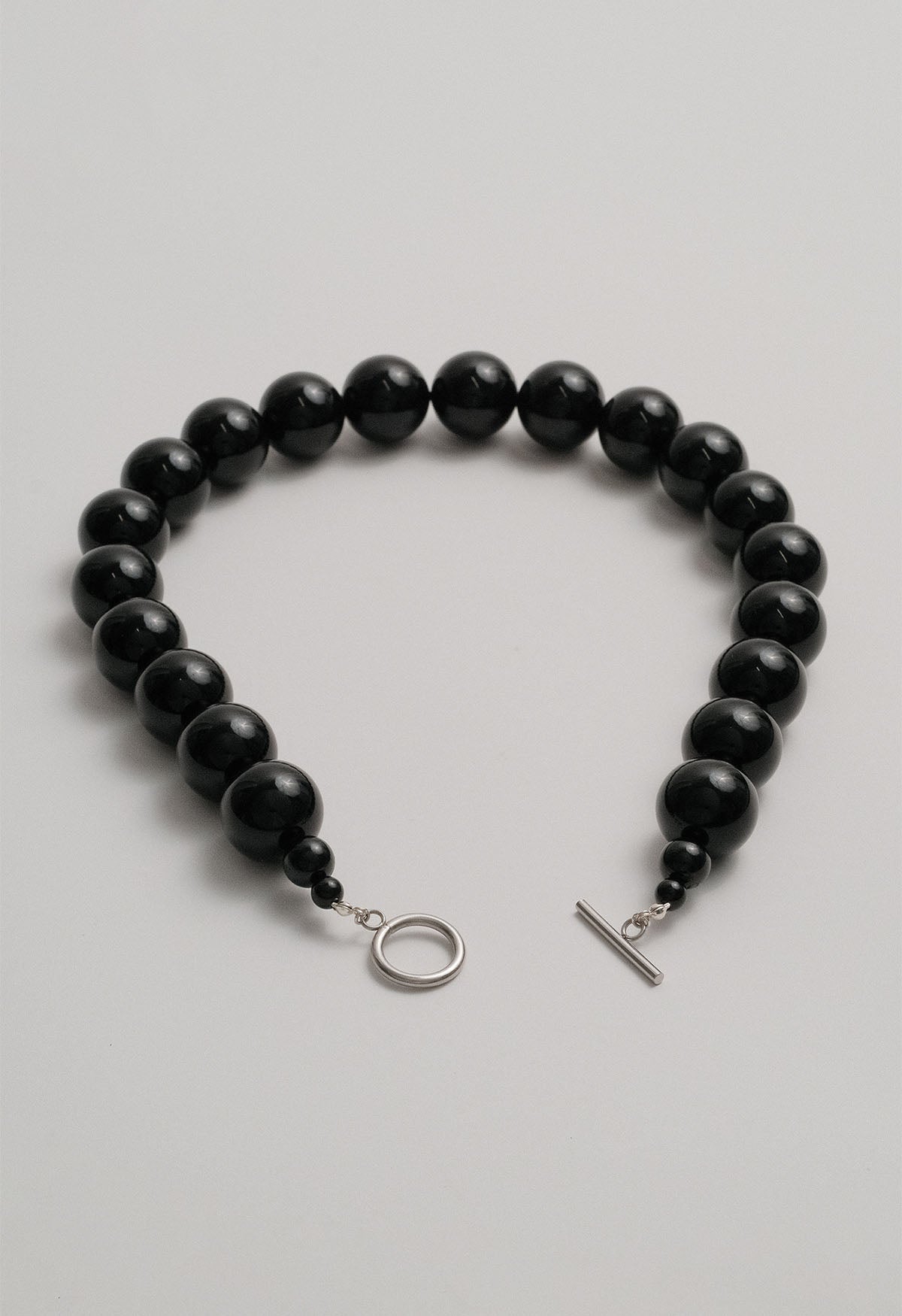 Sun Ray Necklace Onyx Silver 20mm