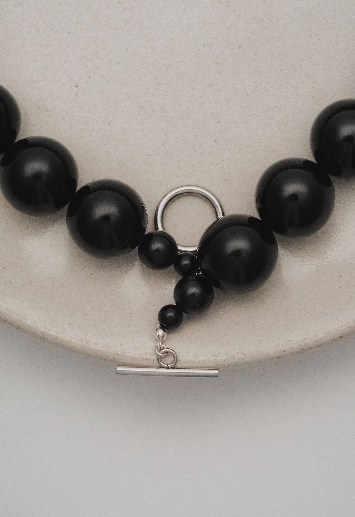 Sun Ray Necklace Onyx Silver 20mm