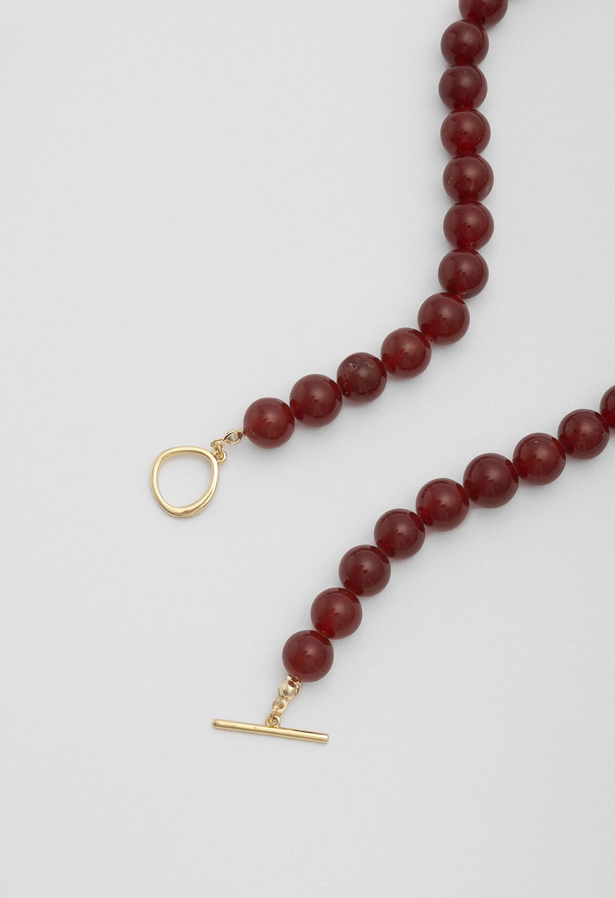 Sun Ray Necklace Red Jade Gold 10mm