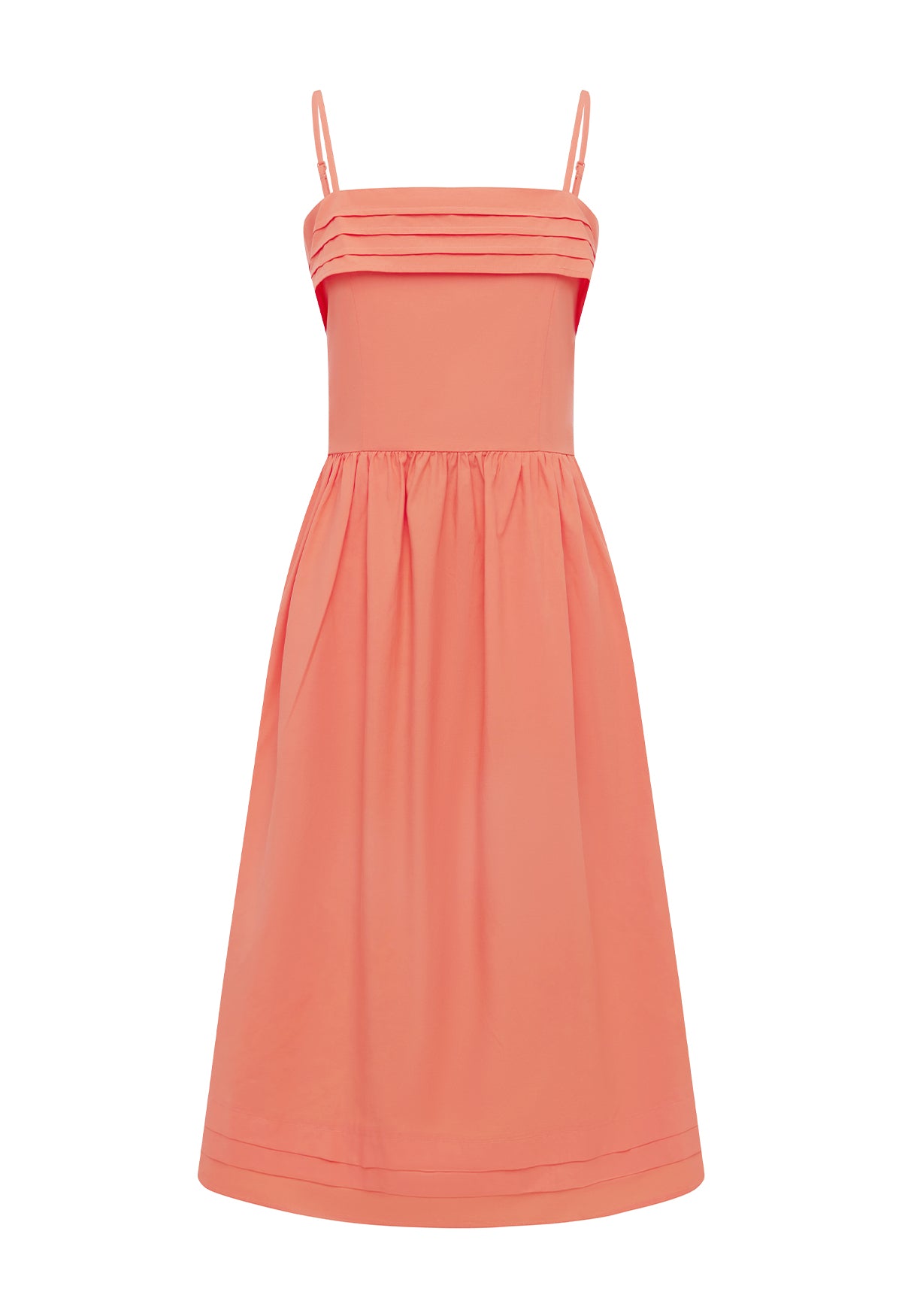 Pintuck Midi Dress Corallo