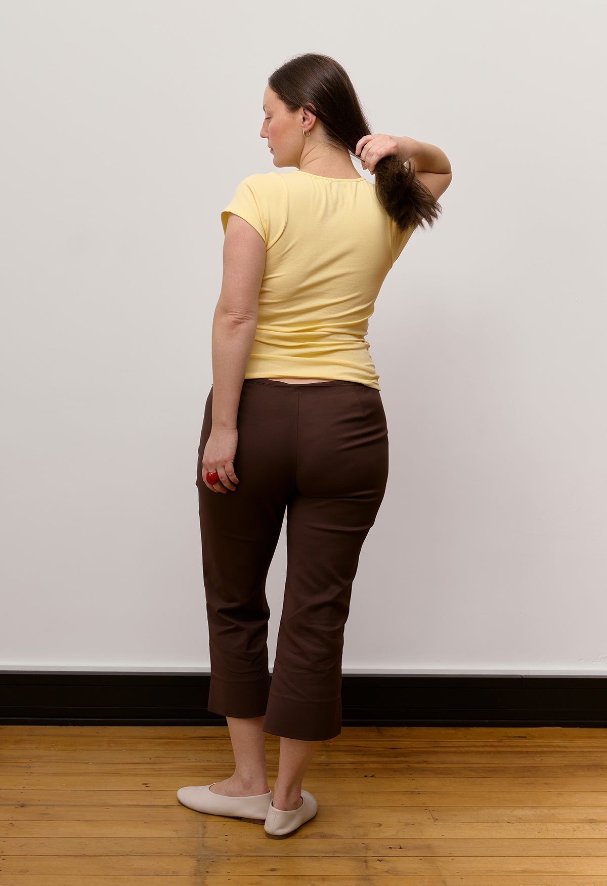 Ruched Plunge Cap Sleeve Top Limone