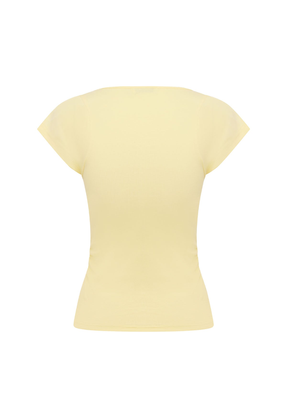 Ruched Plunge Cap Sleeve Top Limone