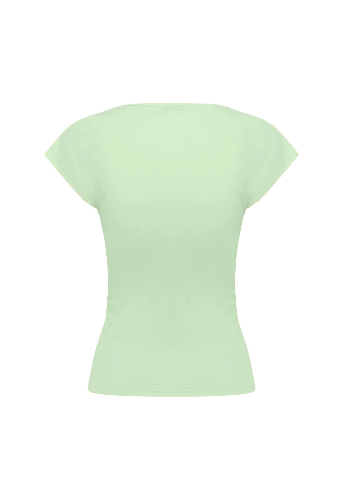 Ruched Plunge Cap-Sleeve Top Menta