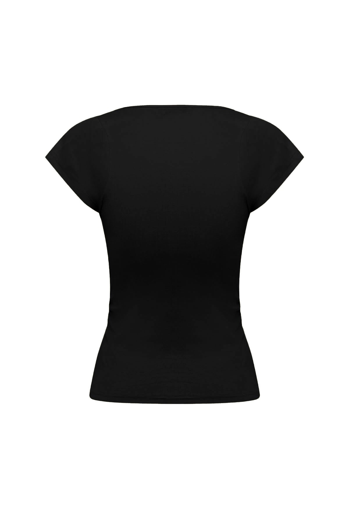 Ruched Plunge Cap Sleeve Top Nera