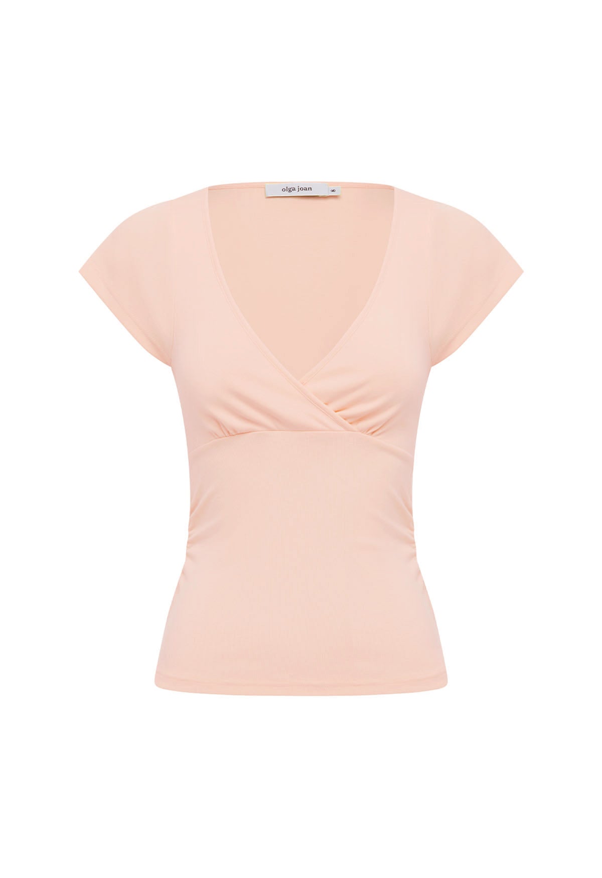 Ruched Plunge Cap-Sleeve Top Petalo
