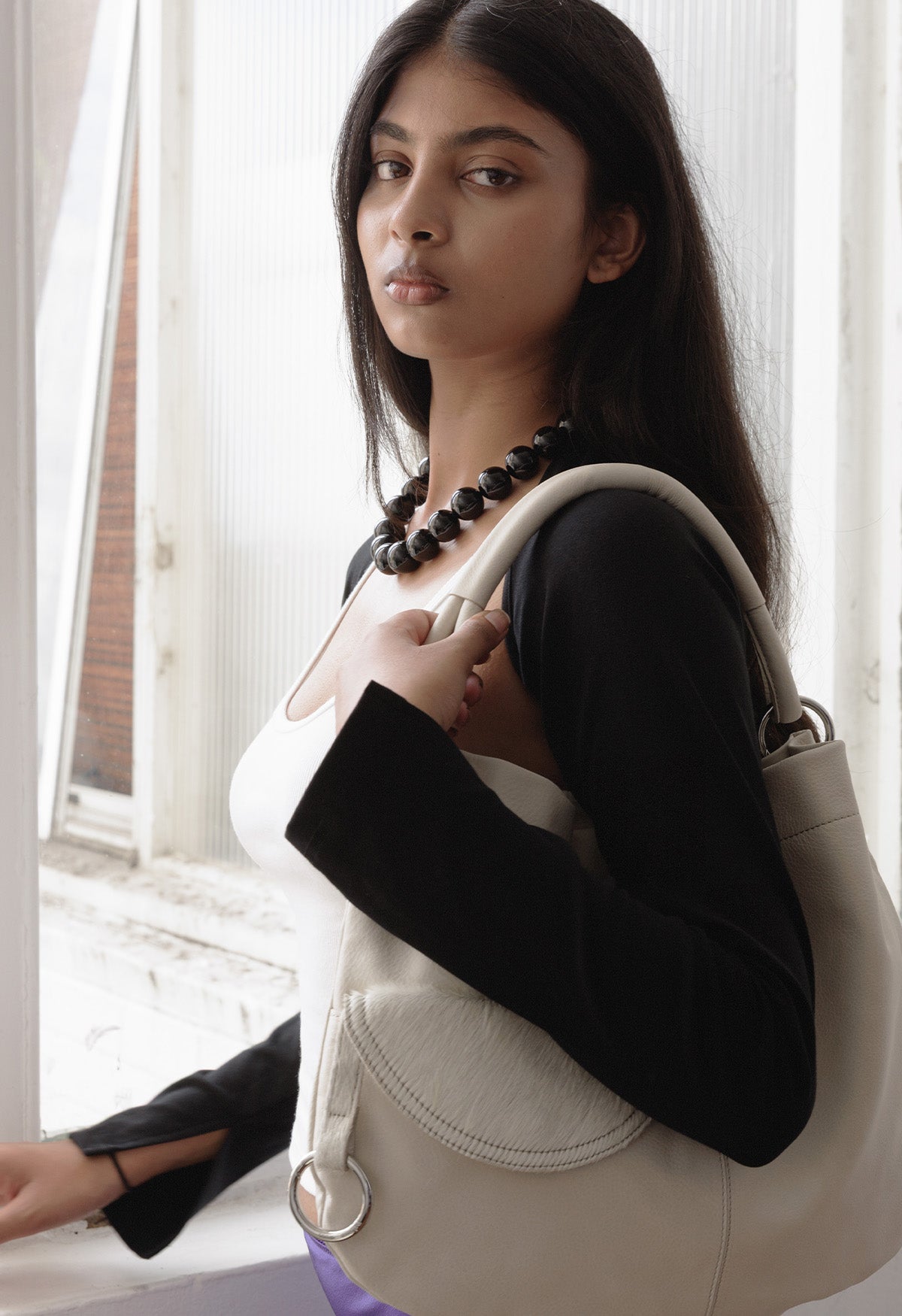 Sun Ray Necklace Onyx Silver 20mm