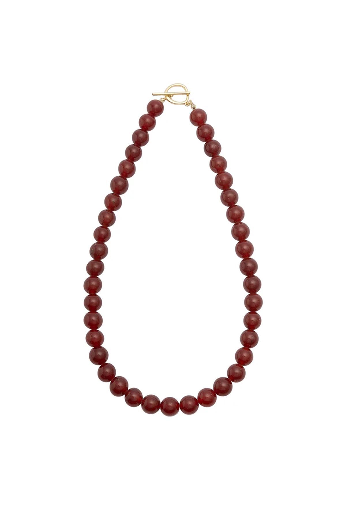 Sun Ray Necklace Red Jade Gold 10mm