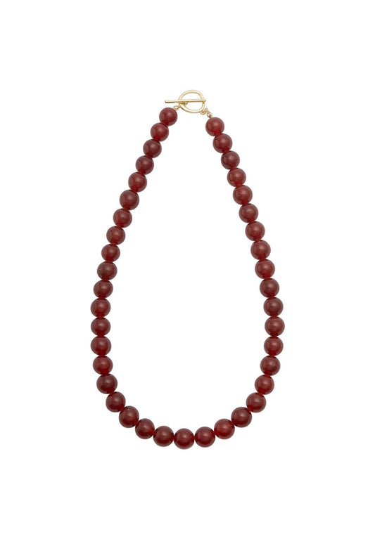 Sun Ray Necklace Red Jade Gold 10mm