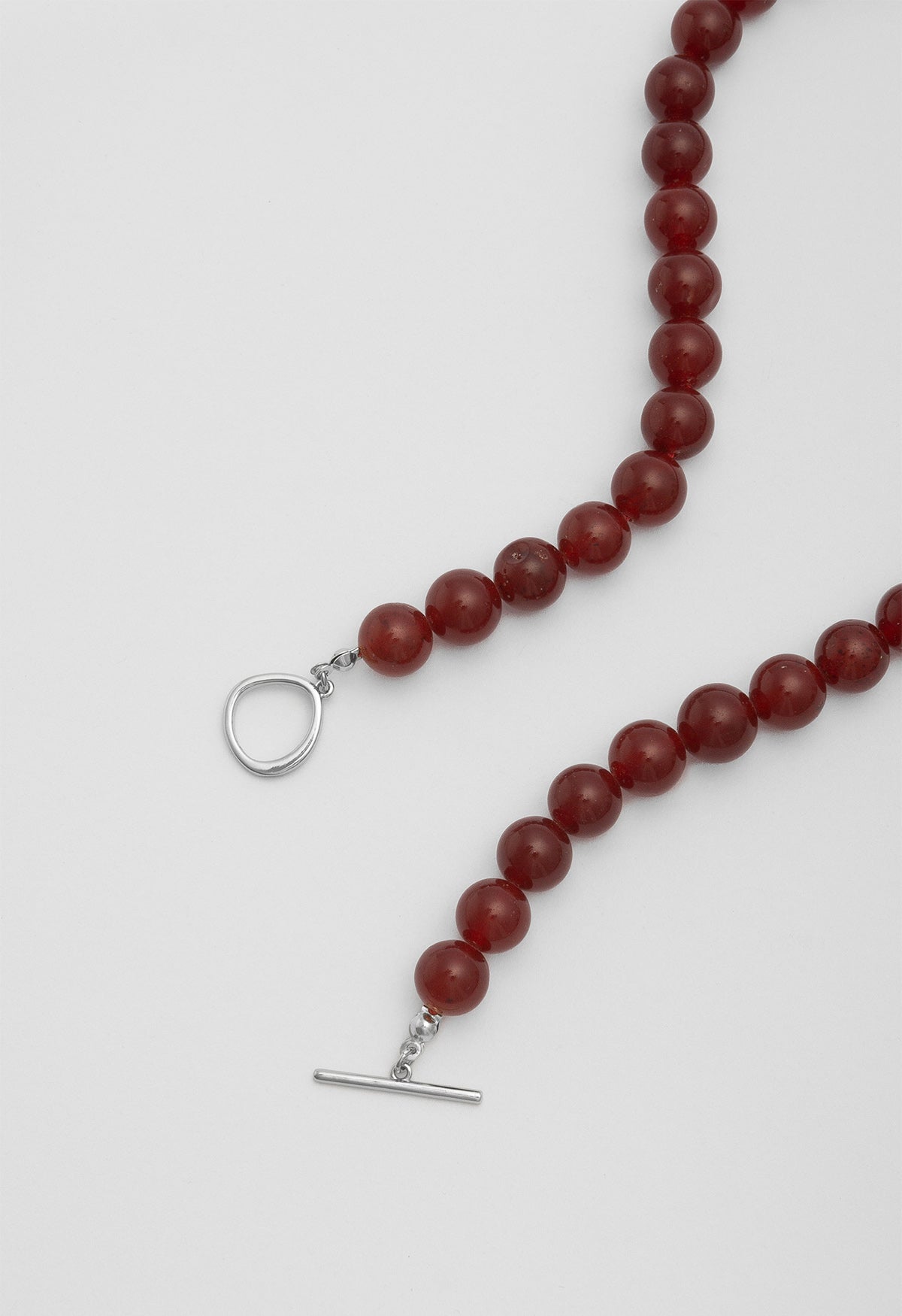 Sun Ray Necklace Red Jade Silver 10mm