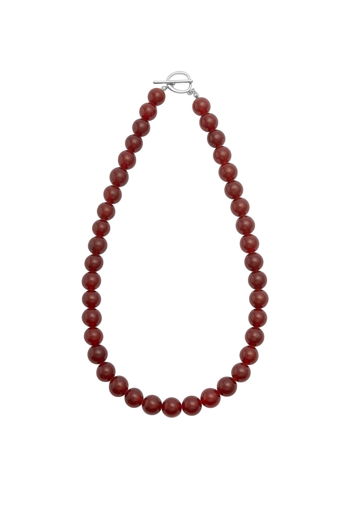 Sun Ray Necklace Red Jade Silver 10mm
