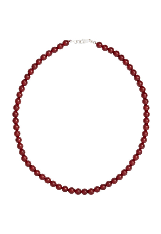 Sun Ray Necklace Red Jade Silver 6mm