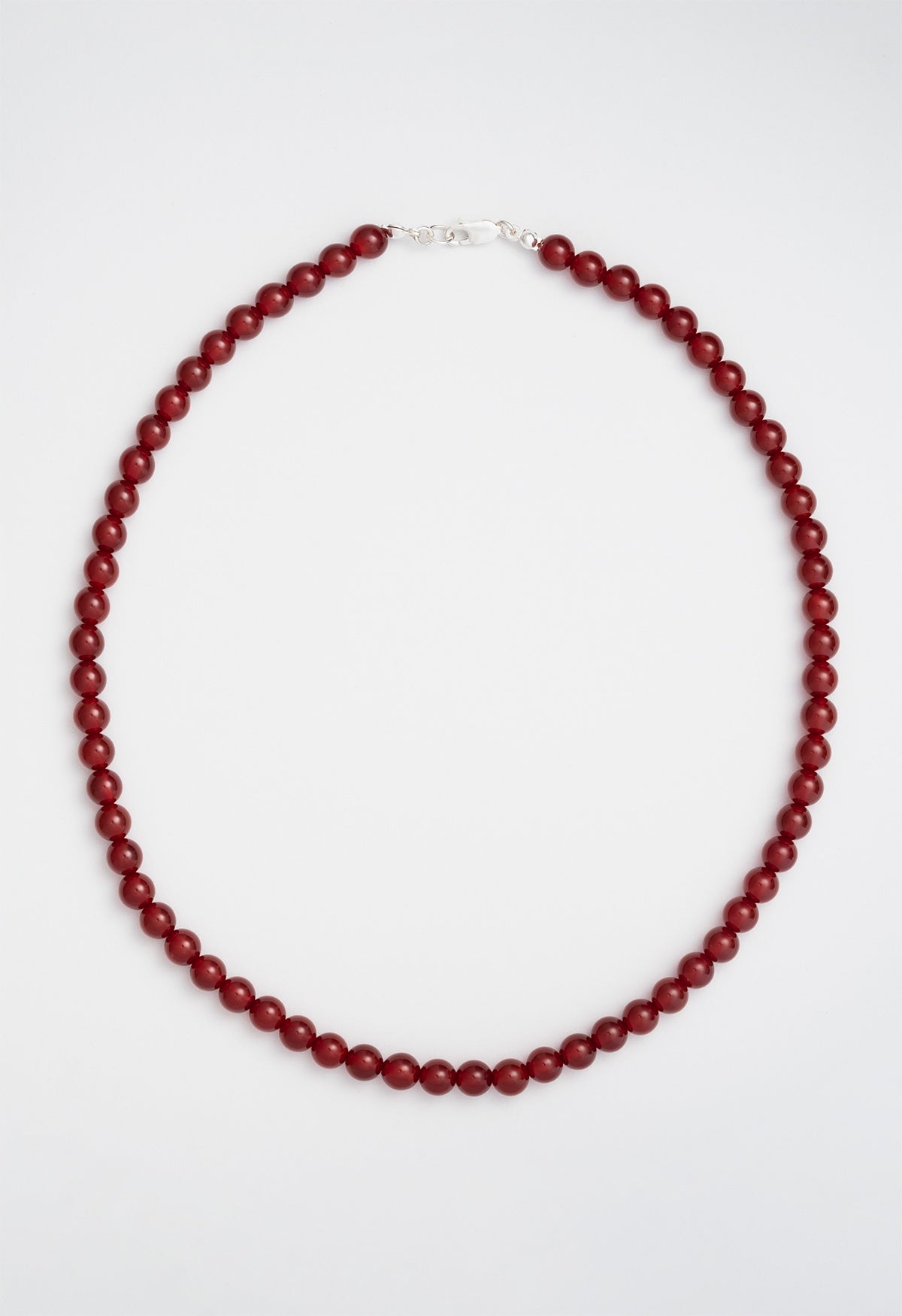 Sun Ray Necklace Red Jade Silver 6mm