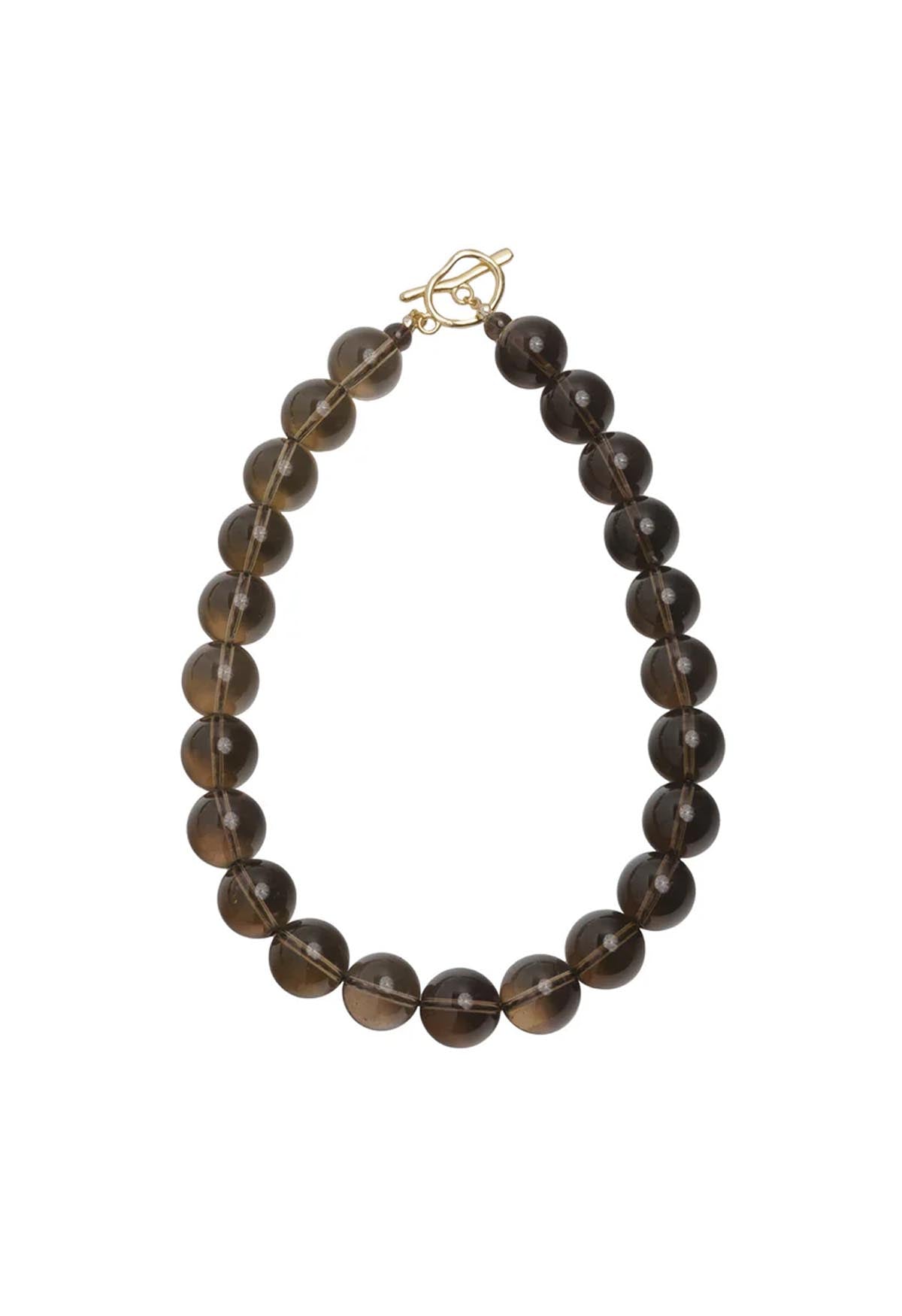 Sun Ray Necklace Smoky Quartz Gold 16mm