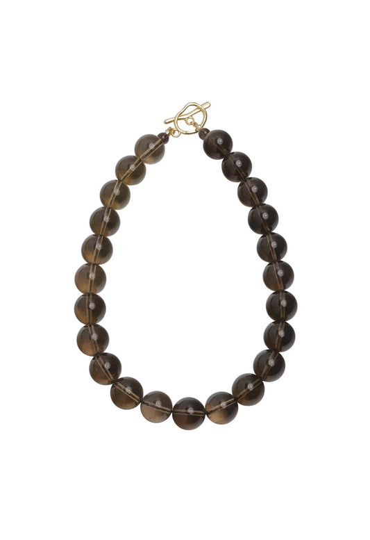 Sun Ray Necklace Smoky Quartz Gold 16mm