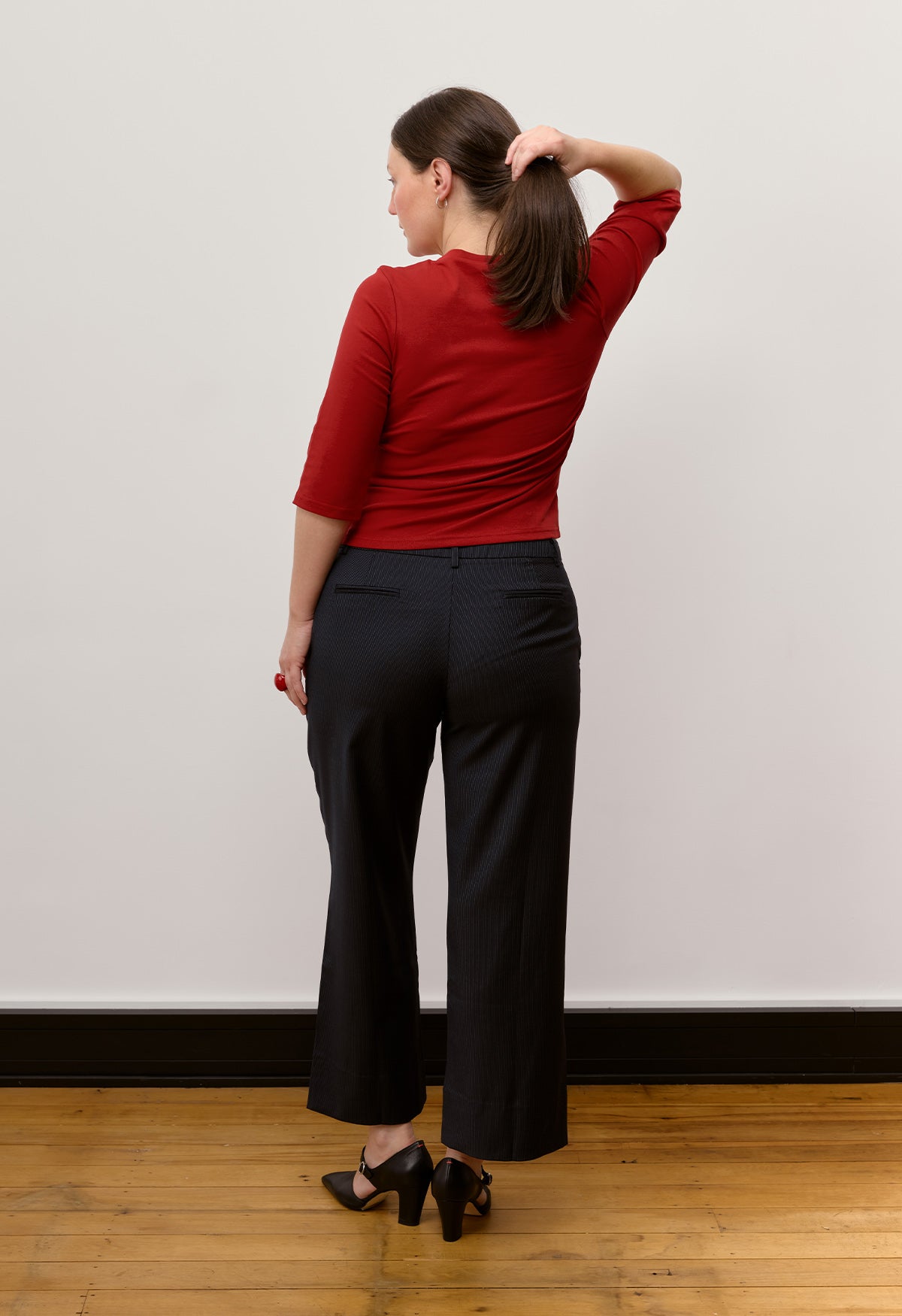 Tailored Low-Rise Pant Navy Pinstripe