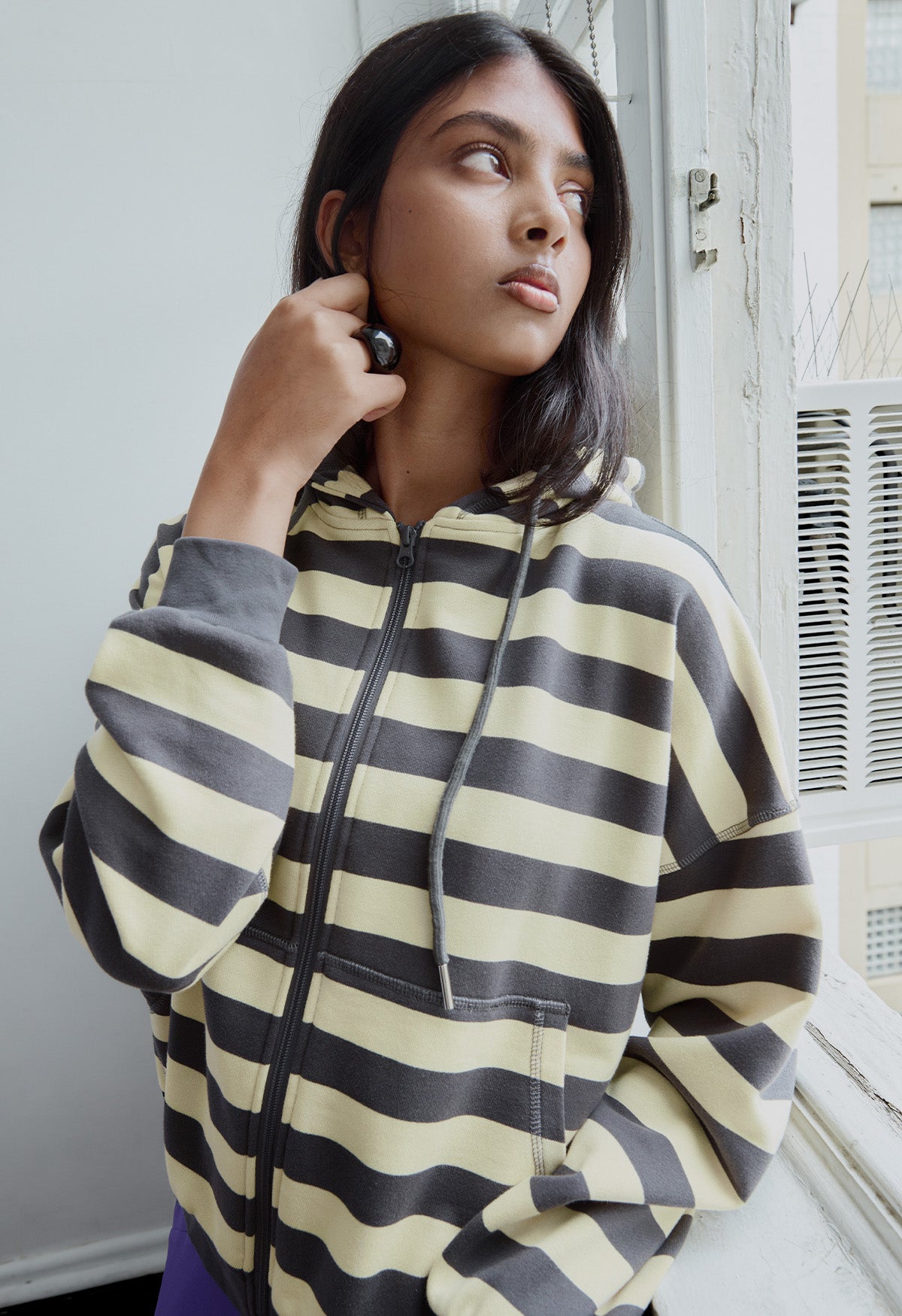 Zip Hoodie Limone Stripe